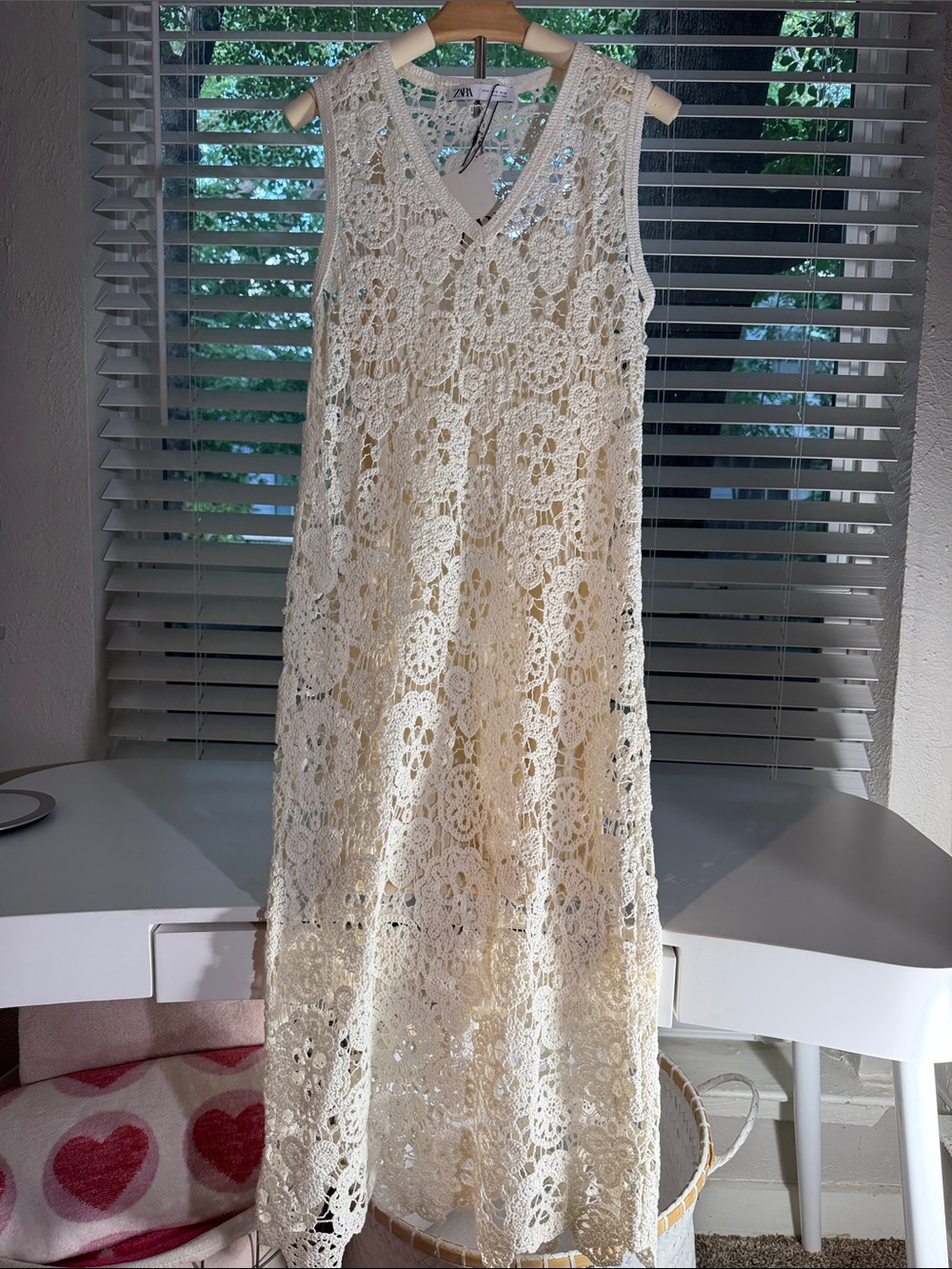 Zara Ivory Crochet Maxi Dress